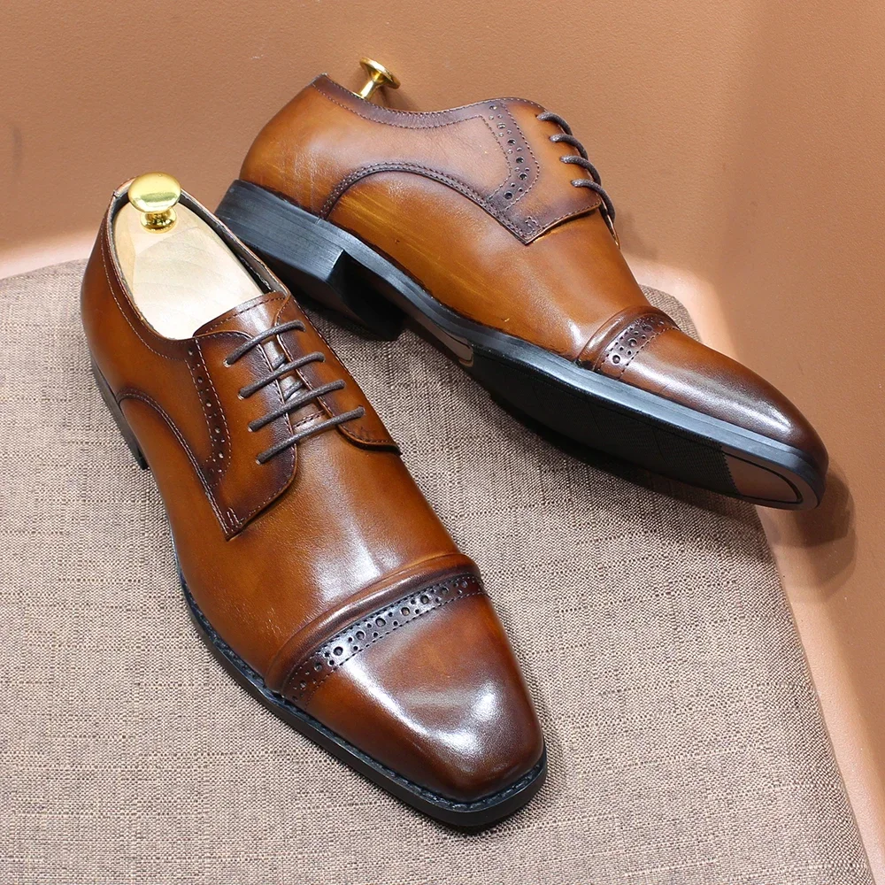 Men'S Shoes Smart - Stevige Oxfords met cap-teen, echt leer,