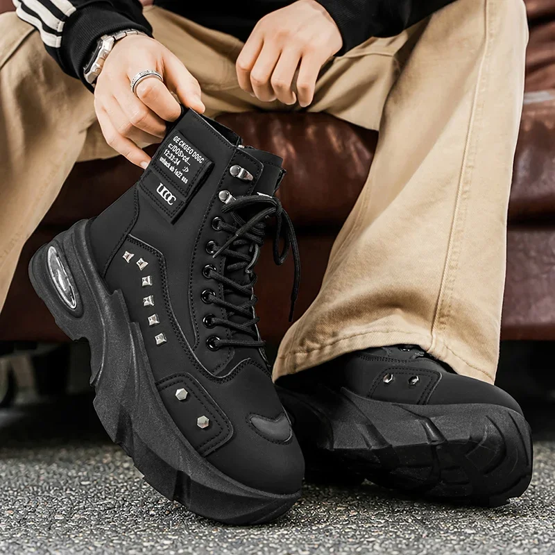 Men'S Shoes With Height Increase - Hoge, verhogende sneakers voor buitensporten, heren