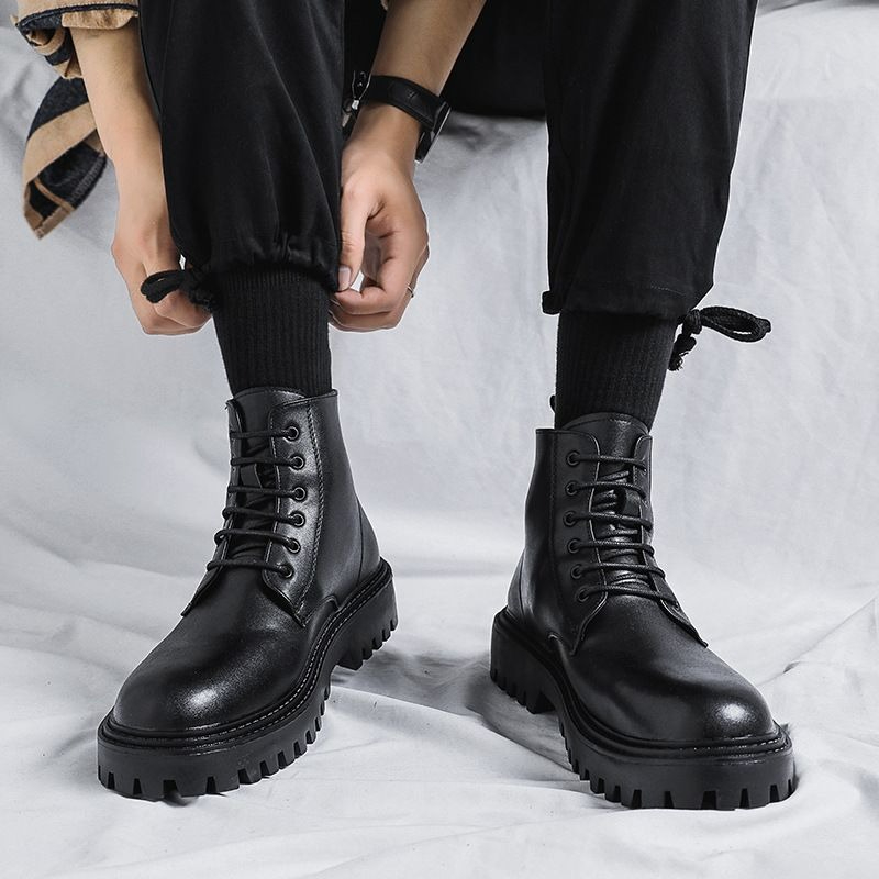 Heren hoge leren laarzen, modi - Men'S Shoes Increase Height recensie en prijs